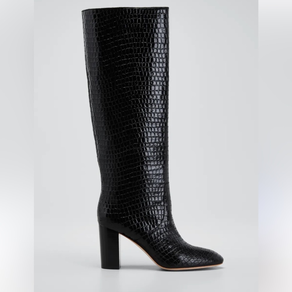 LOEFFLER RANDALL Goldy Moc-Croc Tall Boots Black